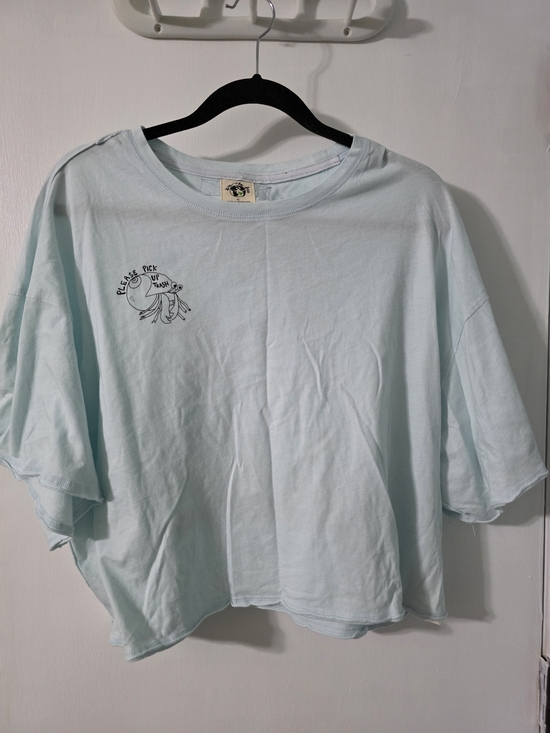 We The Free Tops - FP We The Free Pale Blue Cropped Graphic Tee
